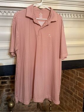 Rhoback Texas Polo Shirt Mens 2XL XXL Orange White Golf Casual Polyester Stretch